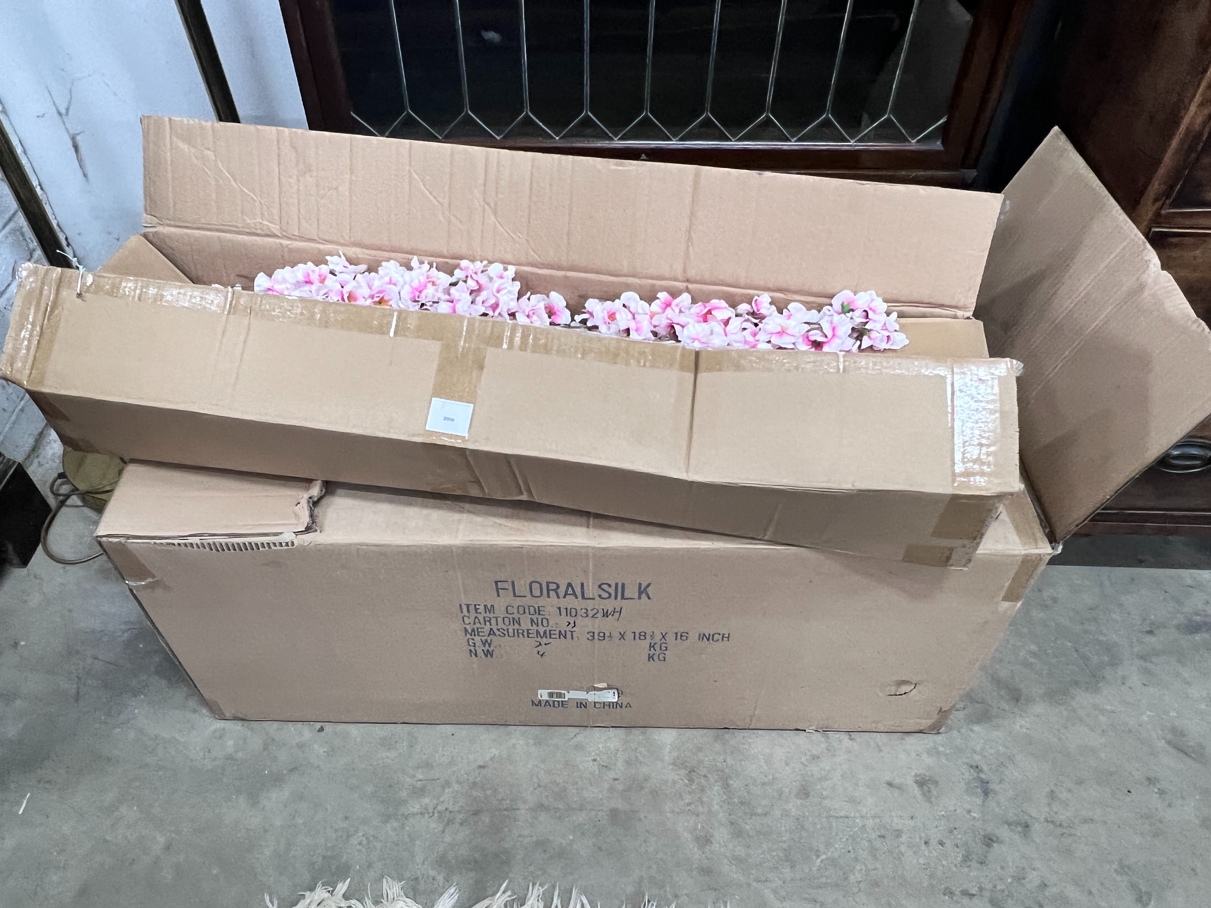 Six boxes of silk cherry blossom sprays